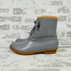 NEW Sperry Saltwater Rain Gray Lace Up Duck Boots K295